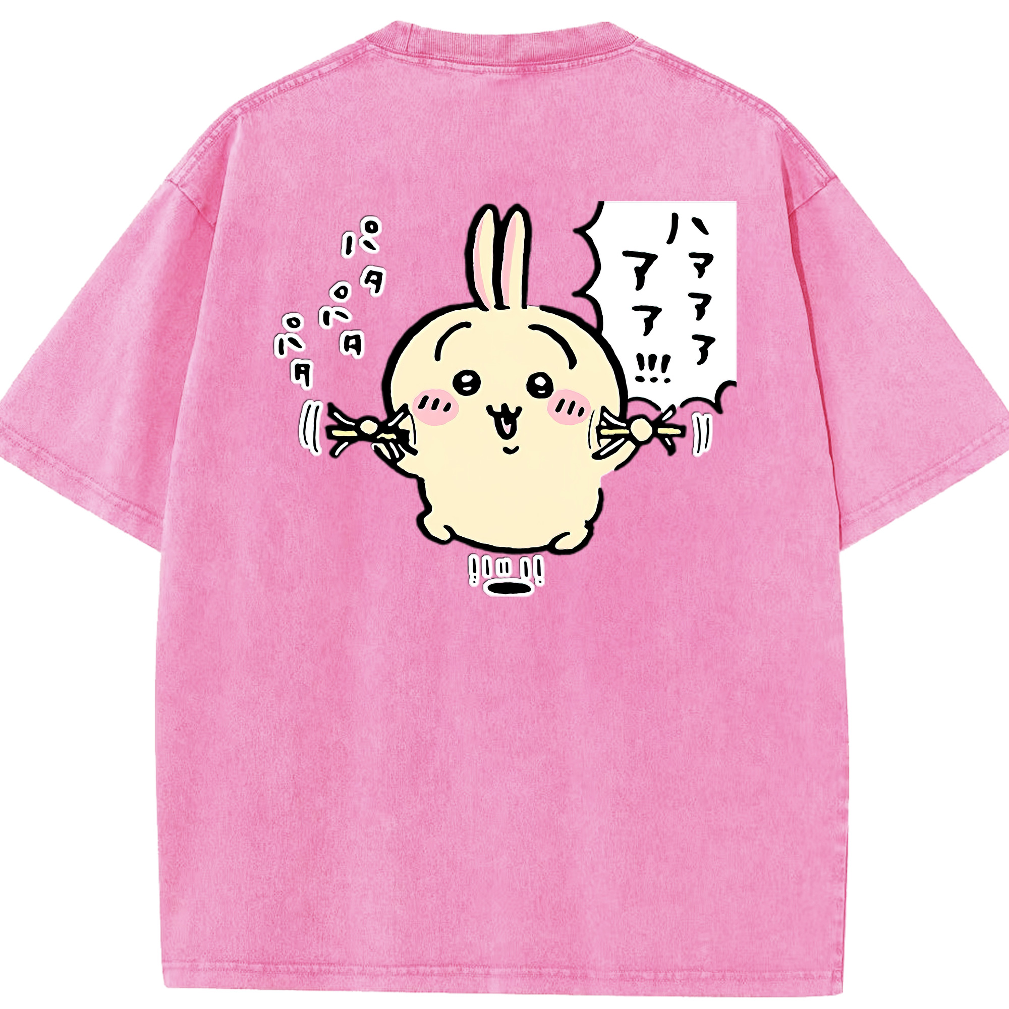 （画像用） ちいかわ うさぎ Chii-kawa usagi 綿100% ヴィンテージ風 半袖Tシャツ（背面プリント）